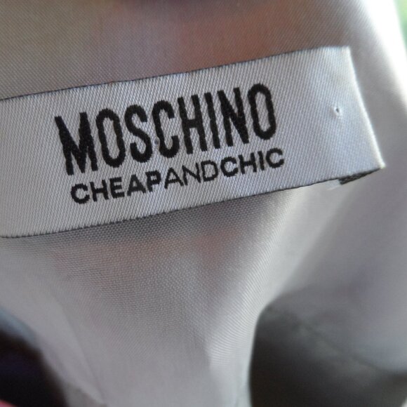 Moschino Cheap&chic Gray Multi Rose Print Sheath Dress w/Front Bow Detail Size 8 - Picture 14 of 16